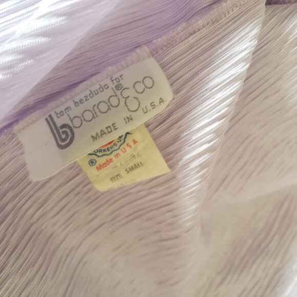 Vintage 1970s Lilac Textured Satin‎ Full Robe Lace Collar Delicate Feminine Glam - Picture 8 of 9